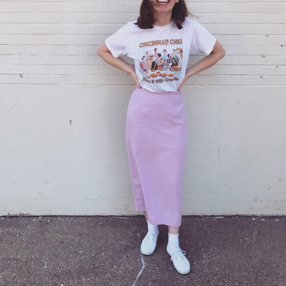 Sag Harbor Pinkish Light Purple Long Midi Pencil Skirt